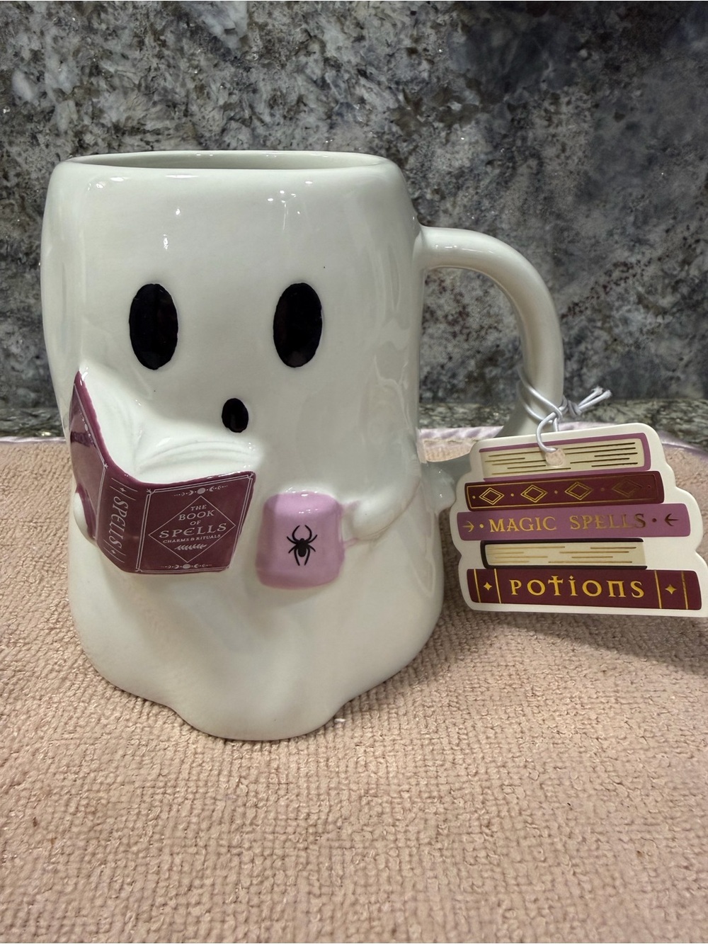 Sunday Morning Ceramics Ghost Reading Mug | NWT | Halloween Ghost Coffee Mug